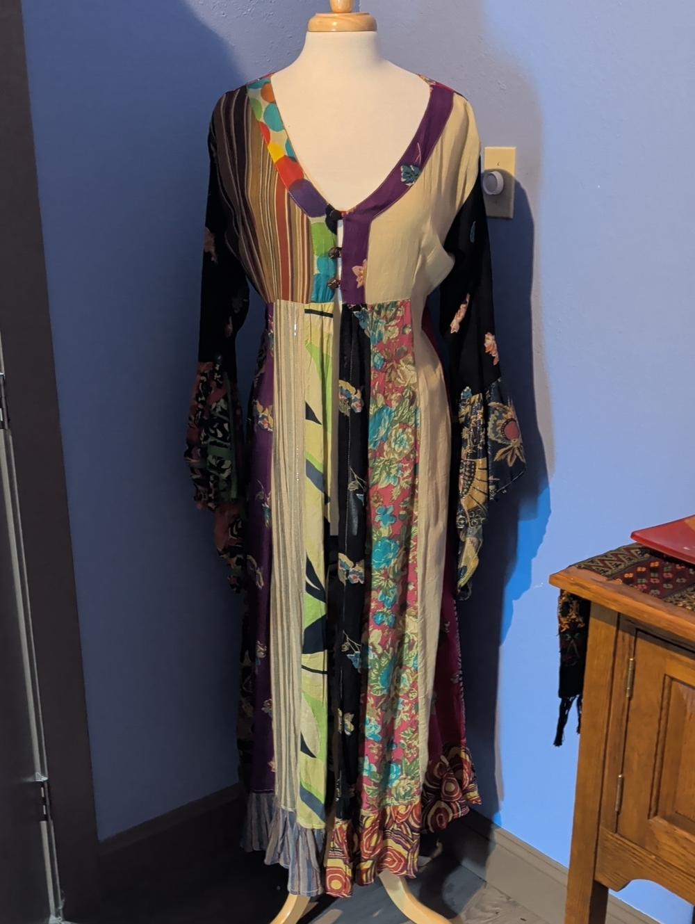 Jayli Japuri Patchwork Duster Bohemian Patchwork in Multicolor Fall Tones